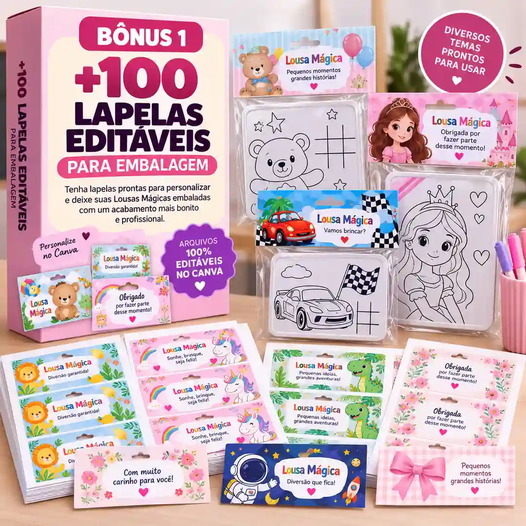 BÔNUS 1 — +150 Lapelas Editáveis para Embalagem